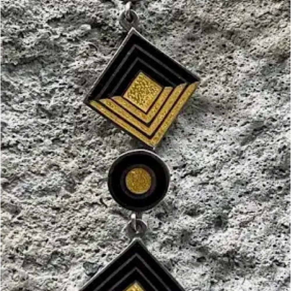 Margo De Taxco Art Deco Mid Century Black and Yellow Sterling Silver Mexico - Picture 3 of 6